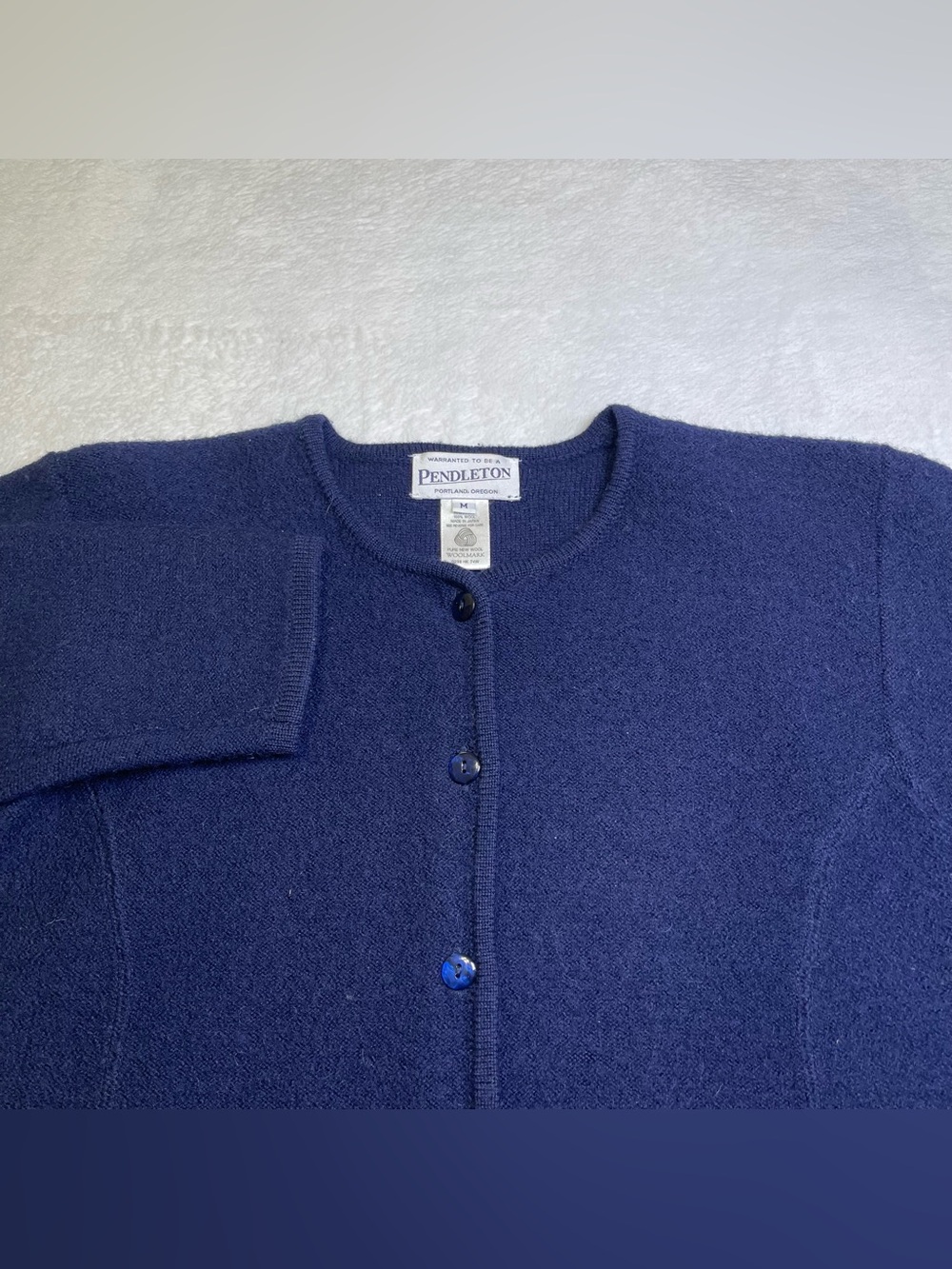 Pendleton 100% Pure New Wool Navy Cardigan Sweater Jacket Size M Vintage